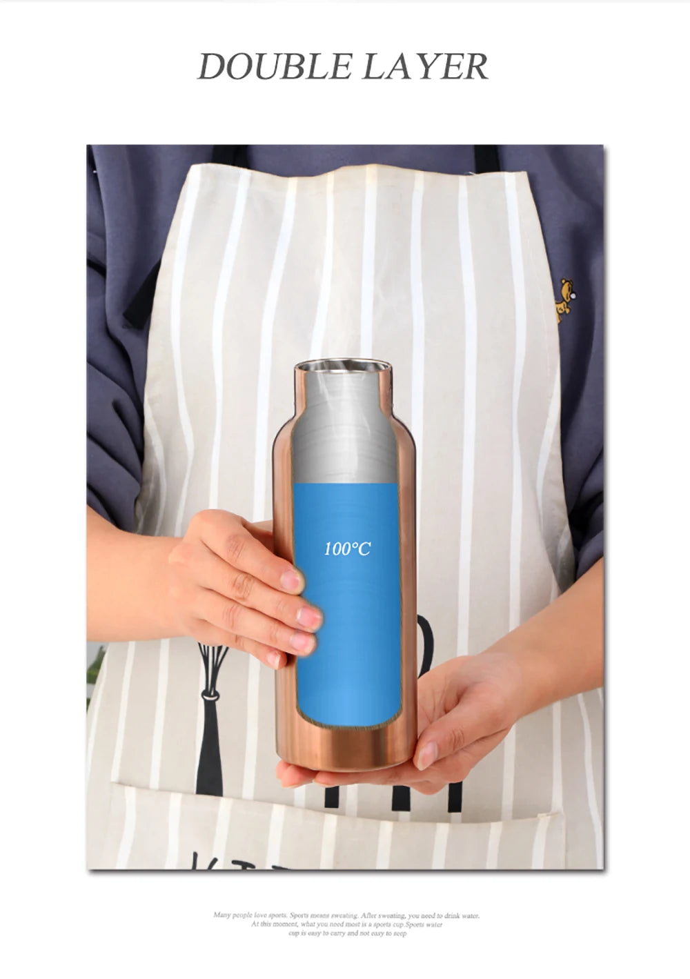 500ML Stainless Steel Insulated Water Bottle For Tour Outdoor Sport School Keep Cool Gym Water Bottle High Quality Drinkware