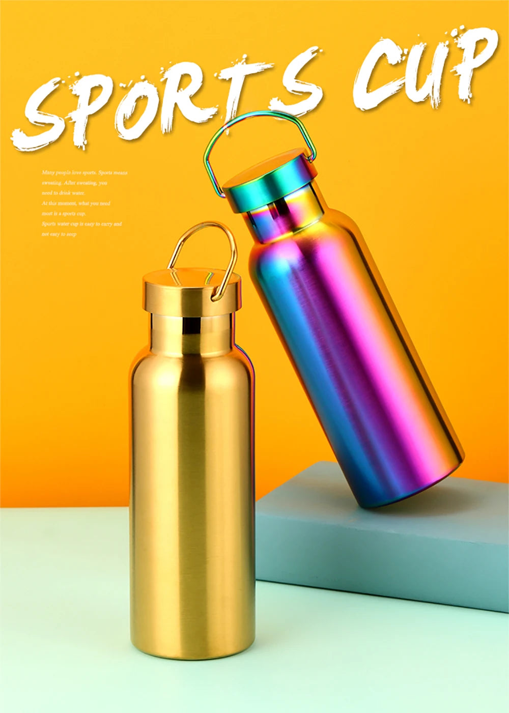 500ML Stainless Steel Insulated Water Bottle For Tour Outdoor Sport School Keep Cool Gym Water Bottle High Quality Drinkware