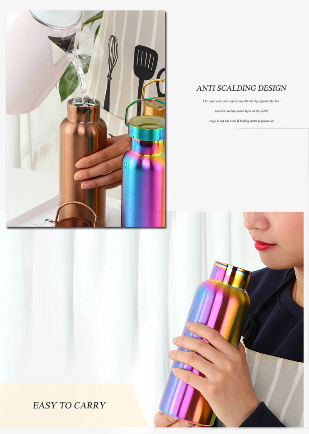 500ML Stainless Steel Insulated Water Bottle For Tour Outdoor Sport School Keep Cool Gym Water Bottle High Quality Drinkware