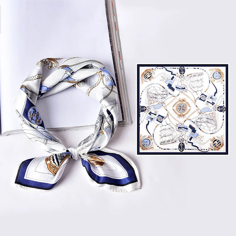 Summer Silk Scarves for Woman Beautiful Pattern Smooth Touch Headscarf Summer Sun Protection Silk Scarf