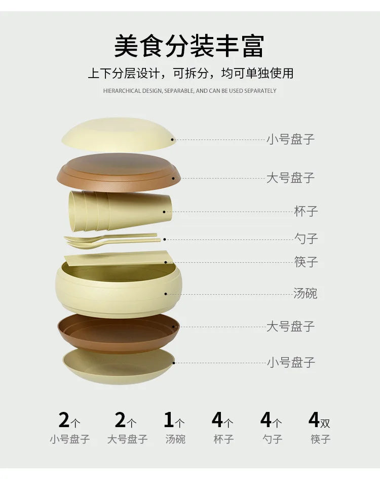 Outdoor Disposable Tableware, Portable Set, Camping Equipment Supplies, Plates, Essential Dishes for Picnics, Chopsticks, and A