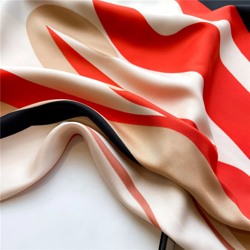 Spring Summer Scarf Women Luxury Design Scarf Silk Scarf Soft Muslim Headband Shawl Beach 90x90cm Bandanna Foulard Hijab Wraps