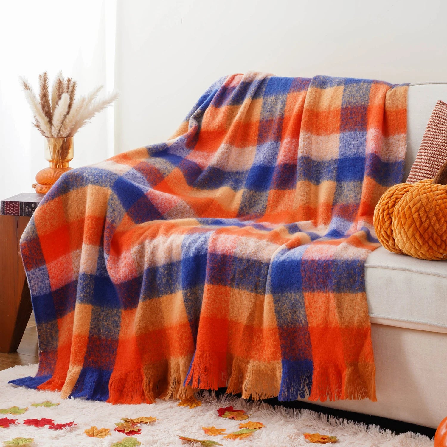 Plaid Throw Blanket for Home Décor