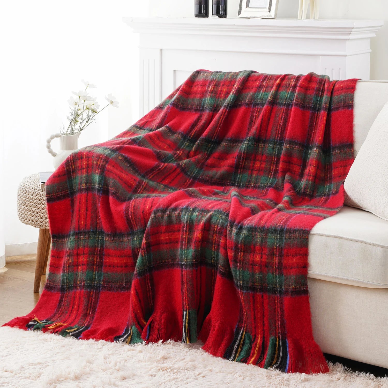 Plaid Throw Blanket for Home Décor