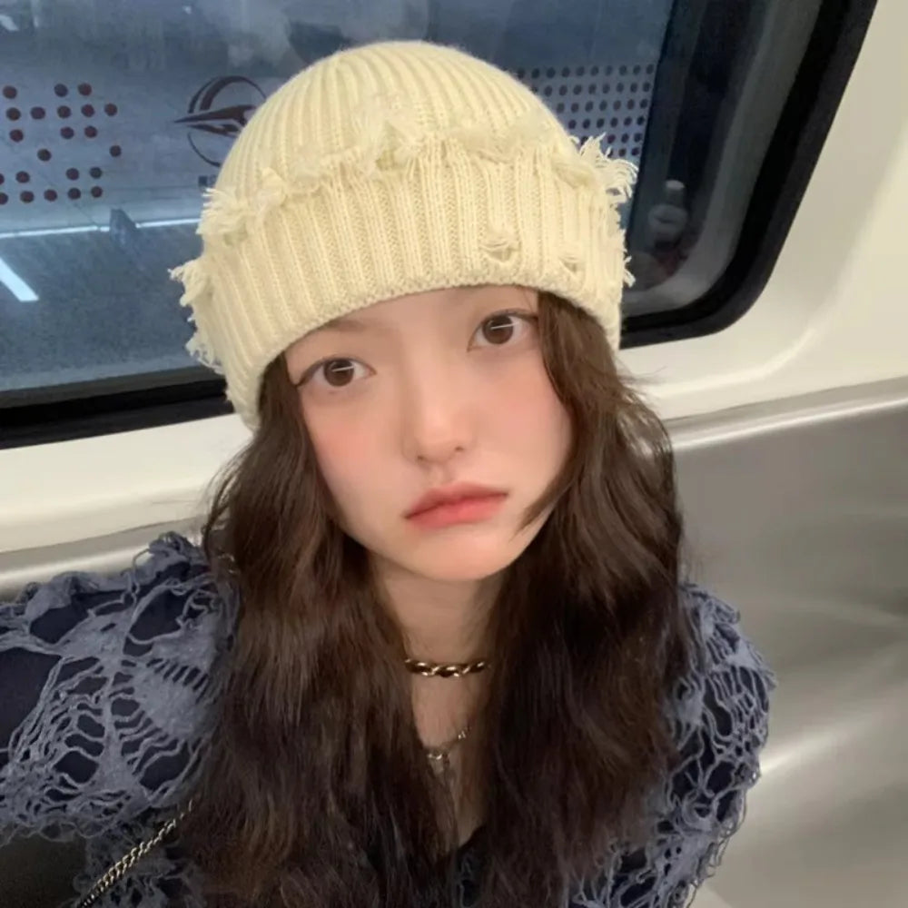 Broken Brim Knit Winter Beanie