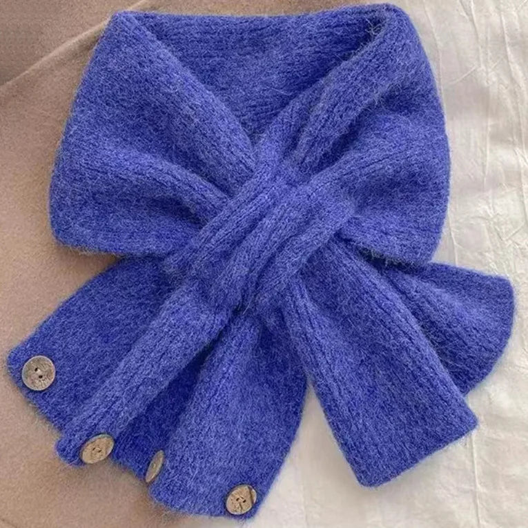 Cross Button Knit Winter Neck Scarf