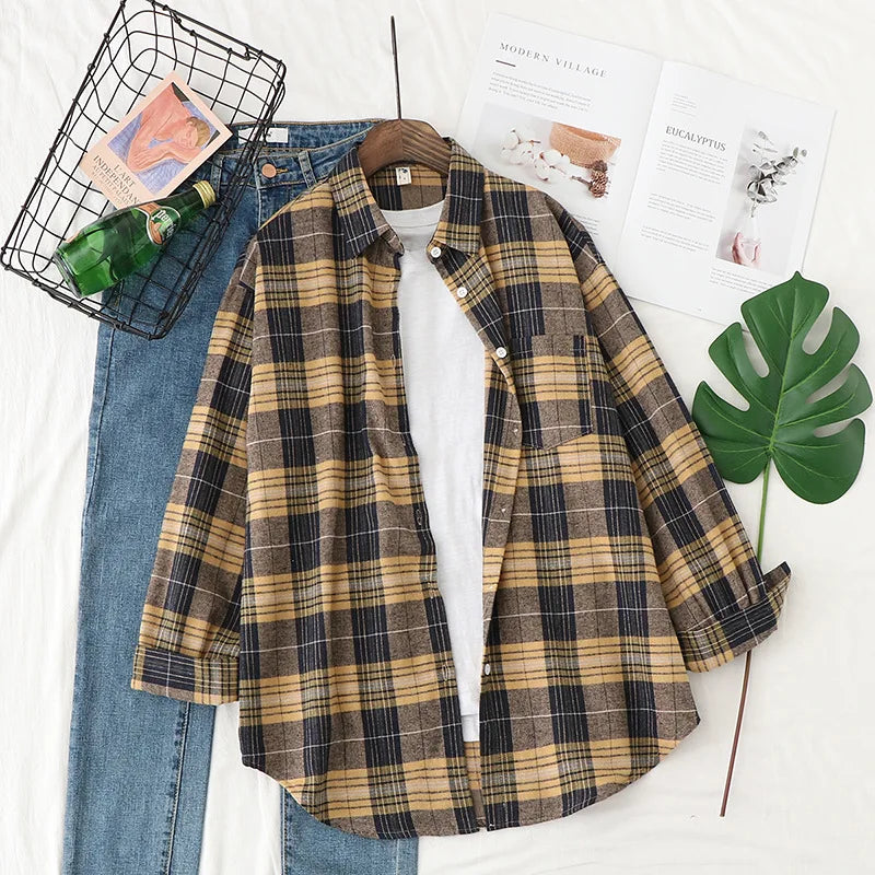 Women’s Plaid Casual Button-Up Shirt
