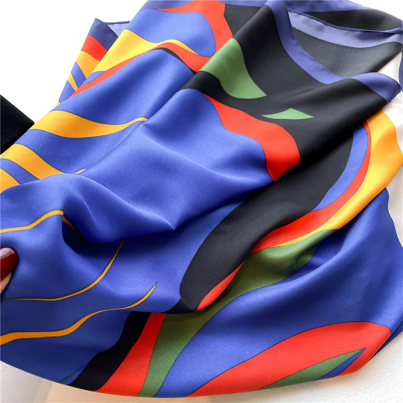 Spring Summer Scarf Women Luxury Design Scarf Silk Scarf Soft Muslim Headband Shawl Beach 90x90cm Bandanna Foulard Hijab Wraps
