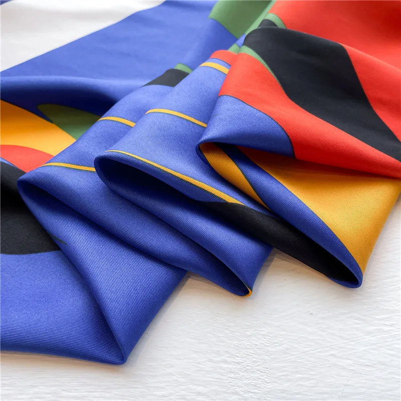 Spring Summer Scarf Women Luxury Design Scarf Silk Scarf Soft Muslim Headband Shawl Beach 90x90cm Bandanna Foulard Hijab Wraps