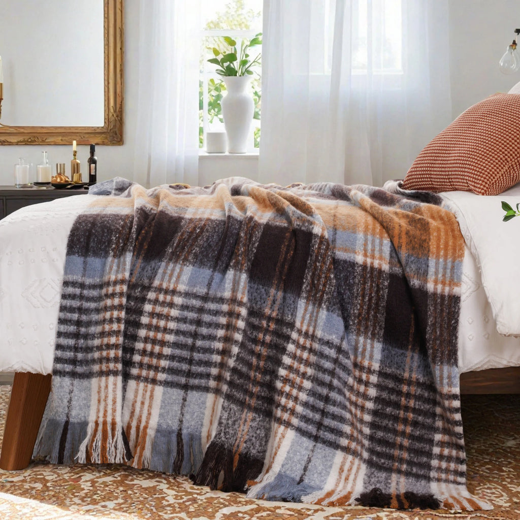 Plaid Throw Blanket for Home Décor