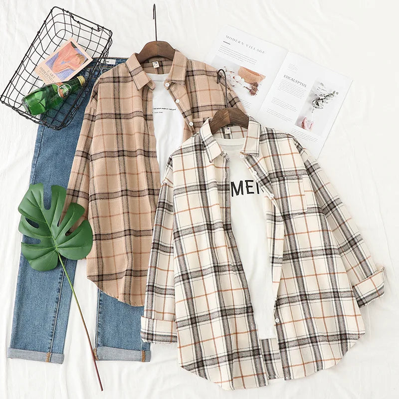 Women’s Plaid Casual Button-Up Shirt