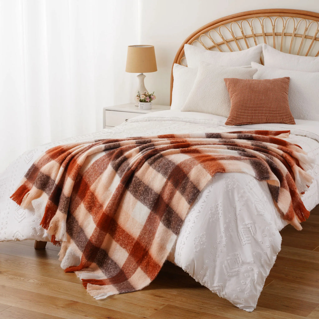 Plaid Throw Blanket for Home Décor
