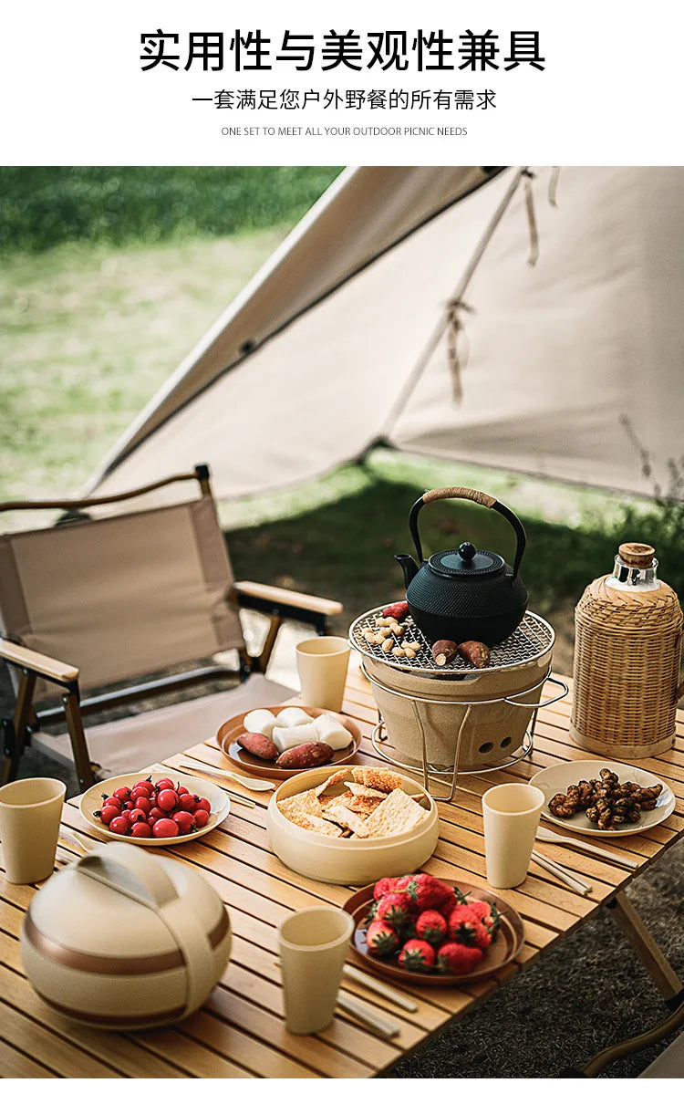 Outdoor Disposable Tableware, Portable Set, Camping Equipment Supplies, Plates, Essential Dishes for Picnics, Chopsticks, and A