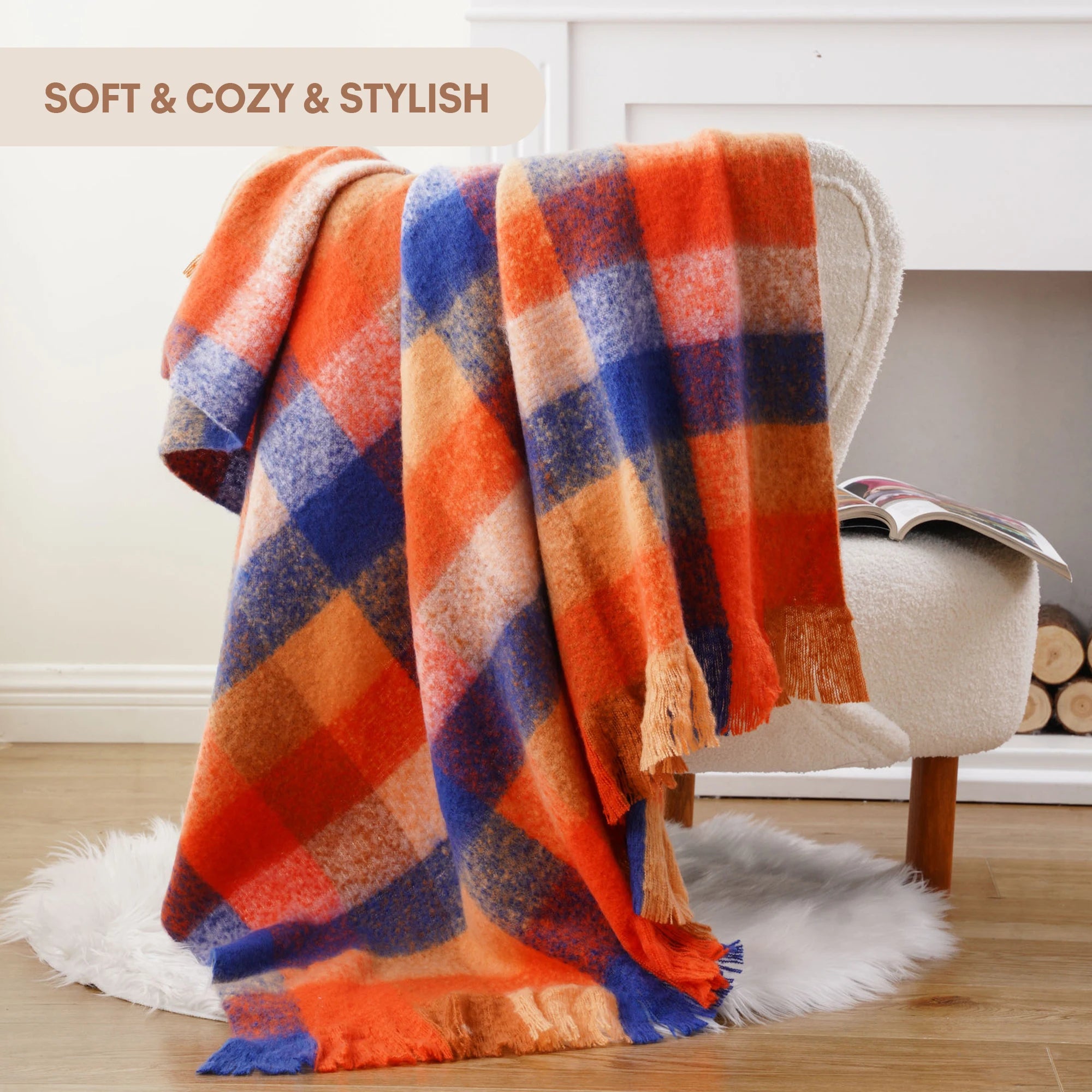 Plaid Throw Blanket for Home Décor