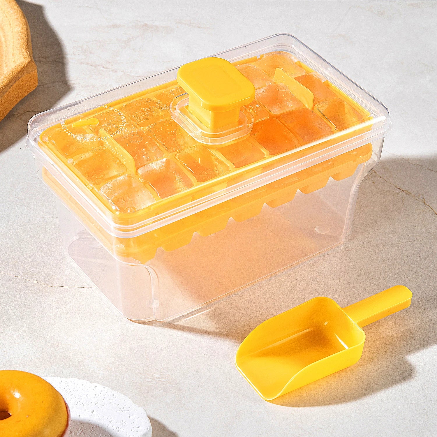 Ice Trays for Freezer with Lid & Bin, Ice Cube Tray Making 68 pcs Ice Cubes, Easy Press to Release Ice