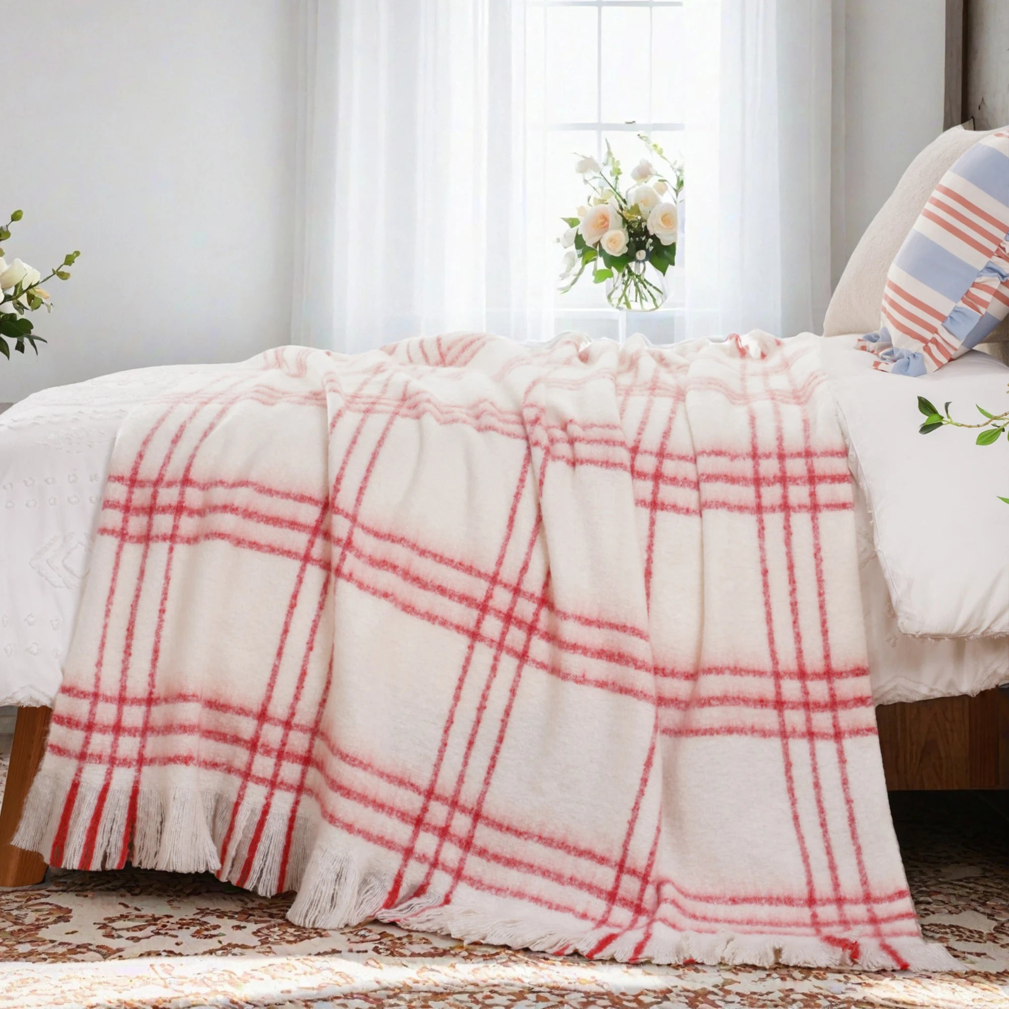 Plaid Throw Blanket for Home Décor