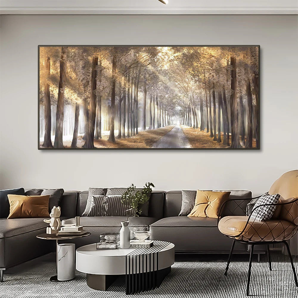 Foggy Autumn Forest Canvas Wall Art