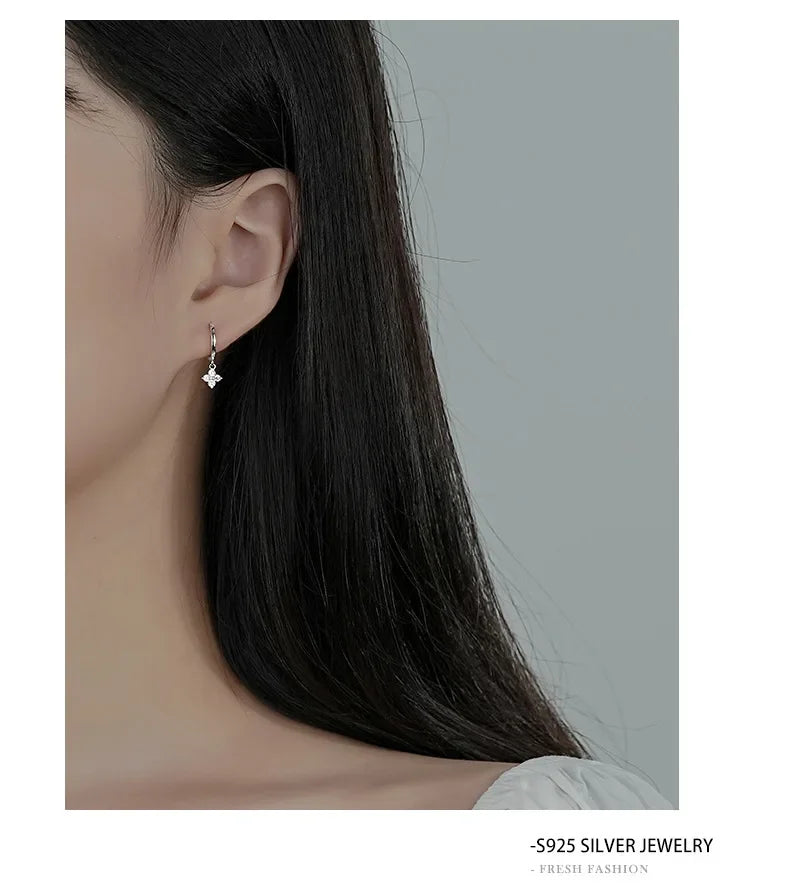 925 Sterling Silver Ethnic Leaf Hoop Earrings