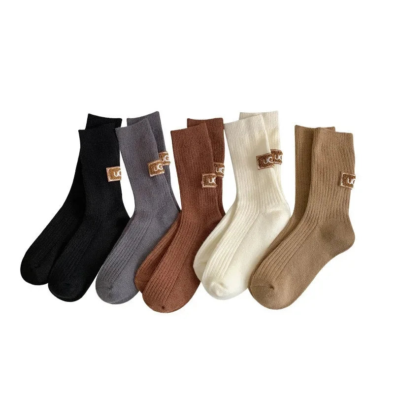 Casual Knit Warm Letter Socks (2-Pack)