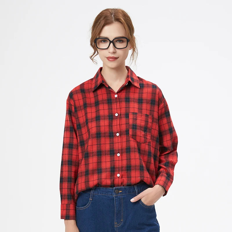 Women’s Plaid Casual Button-Up Shirt