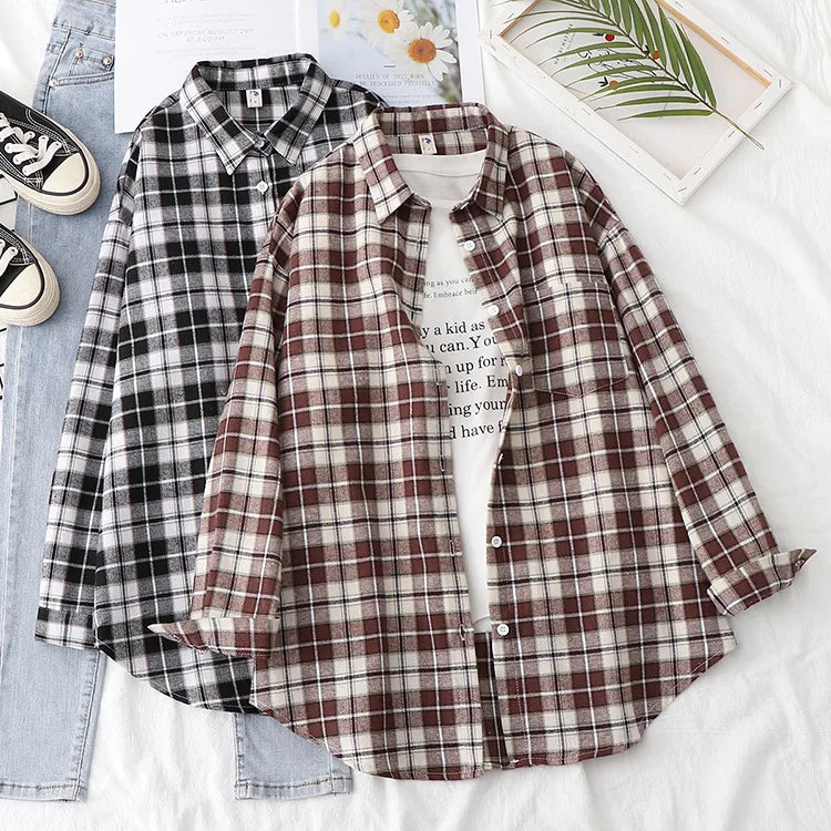 Women’s Plaid Casual Button-Up Shirt