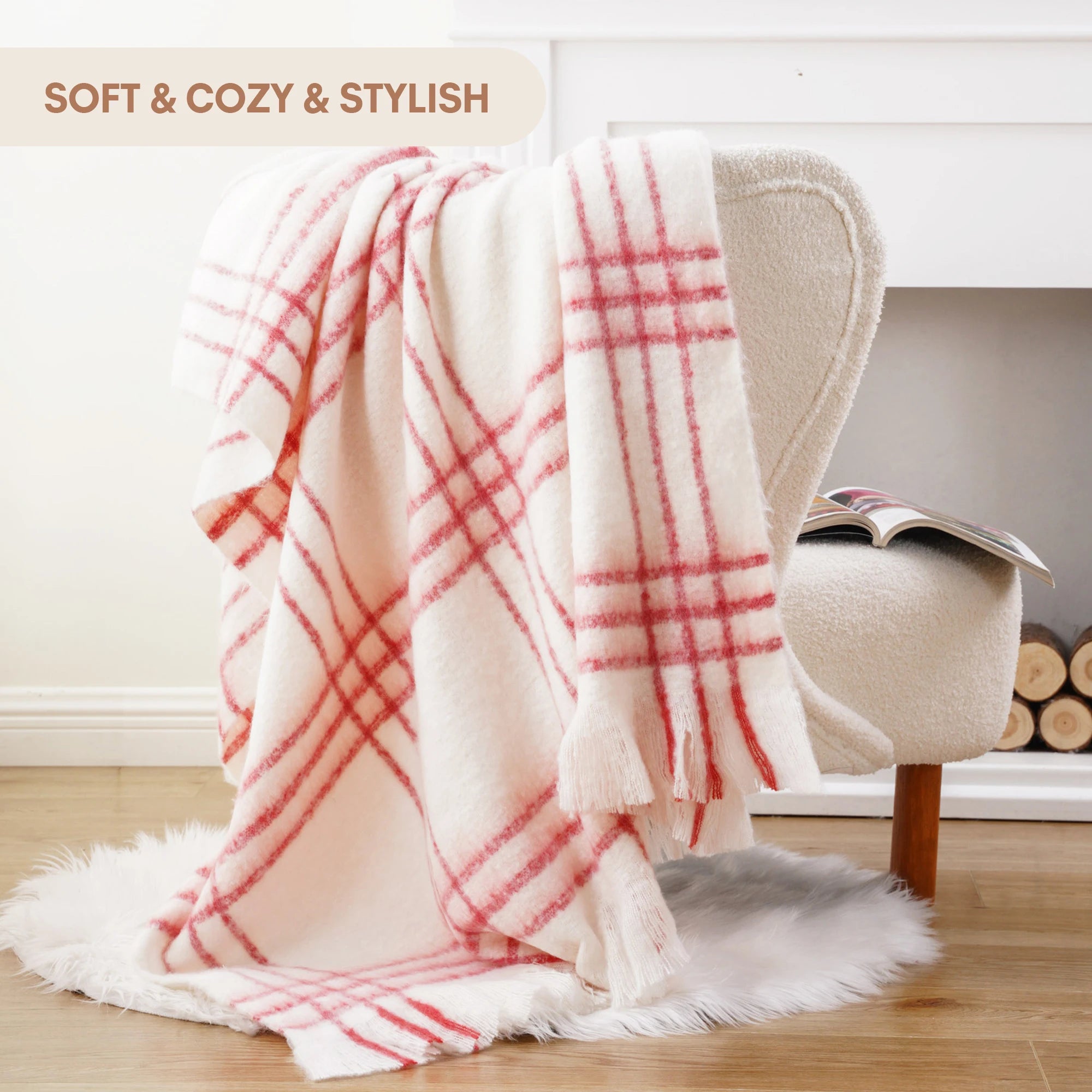 Plaid Throw Blanket for Home Décor