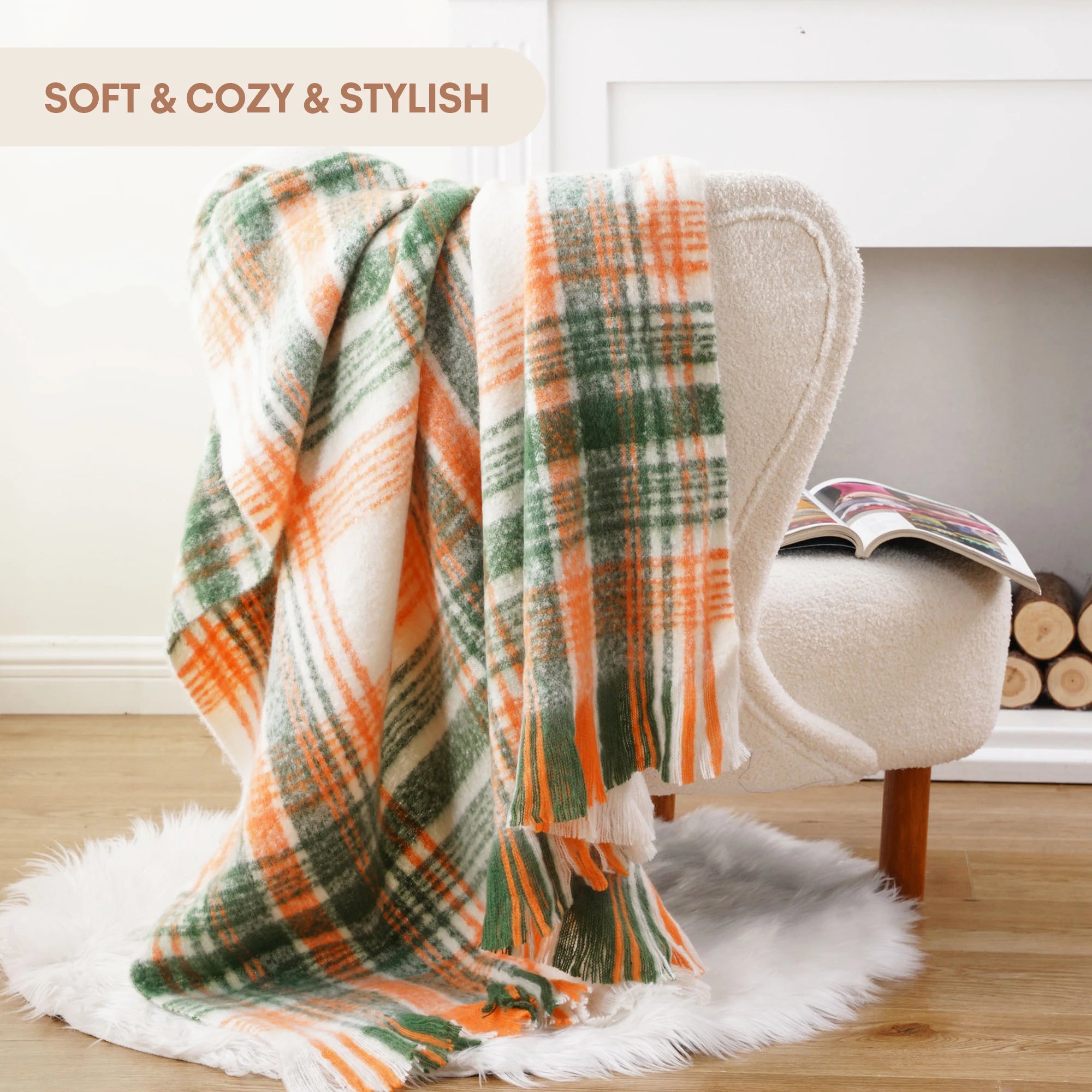 Plaid Throw Blanket for Home Décor