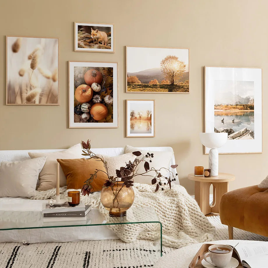 Autumn Forest Tree Sunlight Canvas Wall Art