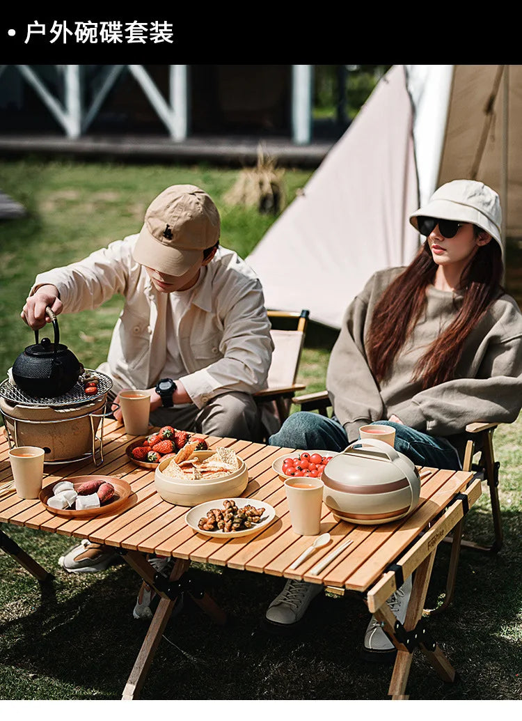 Outdoor Disposable Tableware, Portable Set, Camping Equipment Supplies, Plates, Essential Dishes for Picnics, Chopsticks, and A