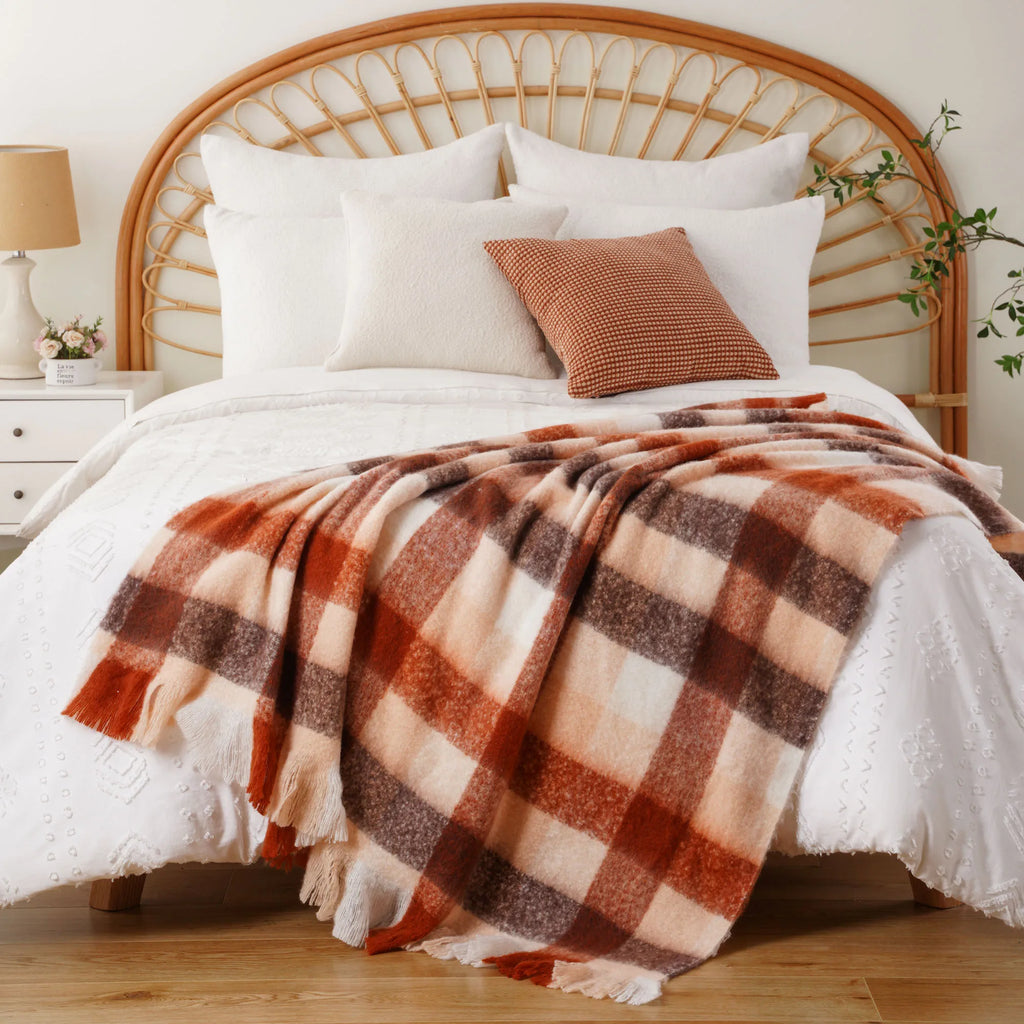 Plaid Throw Blanket for Home Décor