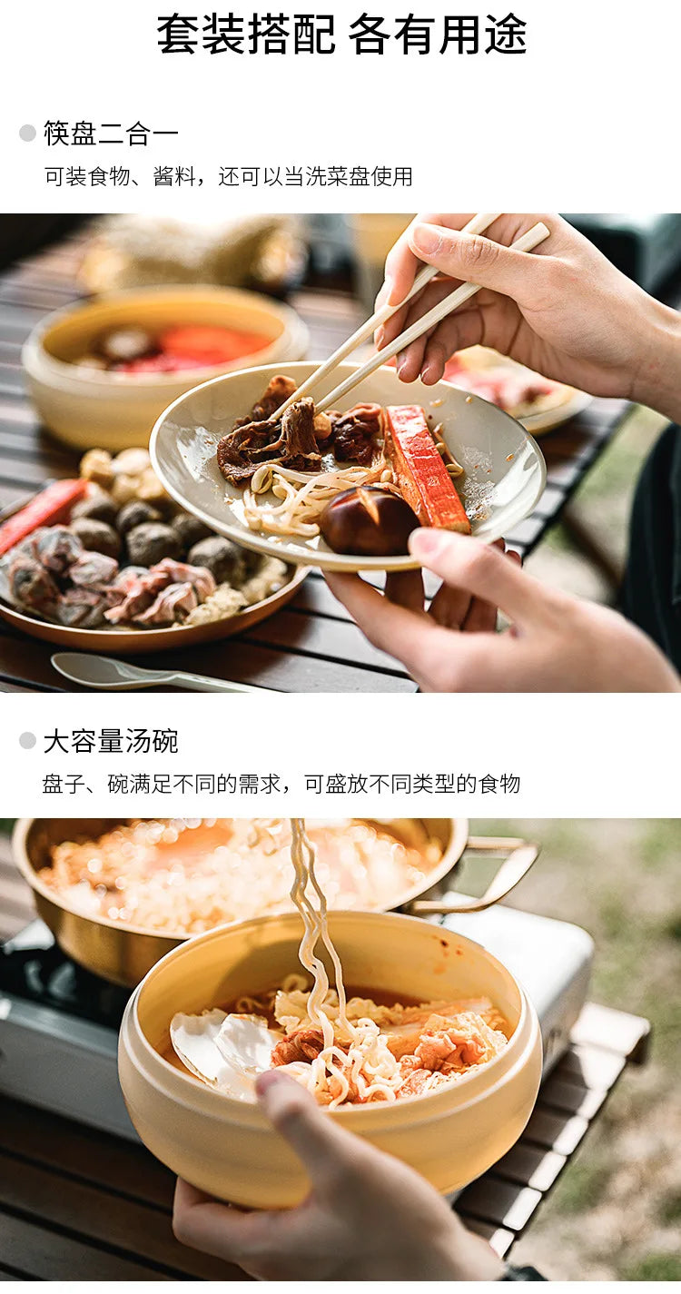 Outdoor Disposable Tableware, Portable Set, Camping Equipment Supplies, Plates, Essential Dishes for Picnics, Chopsticks, and A