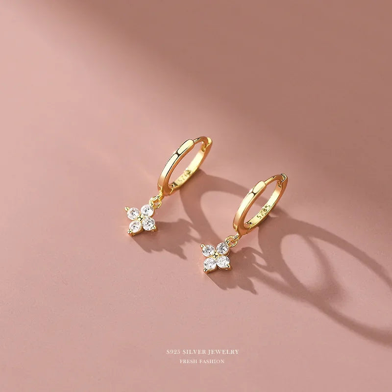 925 Sterling Silver Ethnic Leaf Hoop Earrings