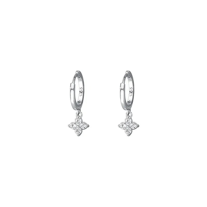 925 Sterling Silver Ethnic Leaf Hoop Earrings