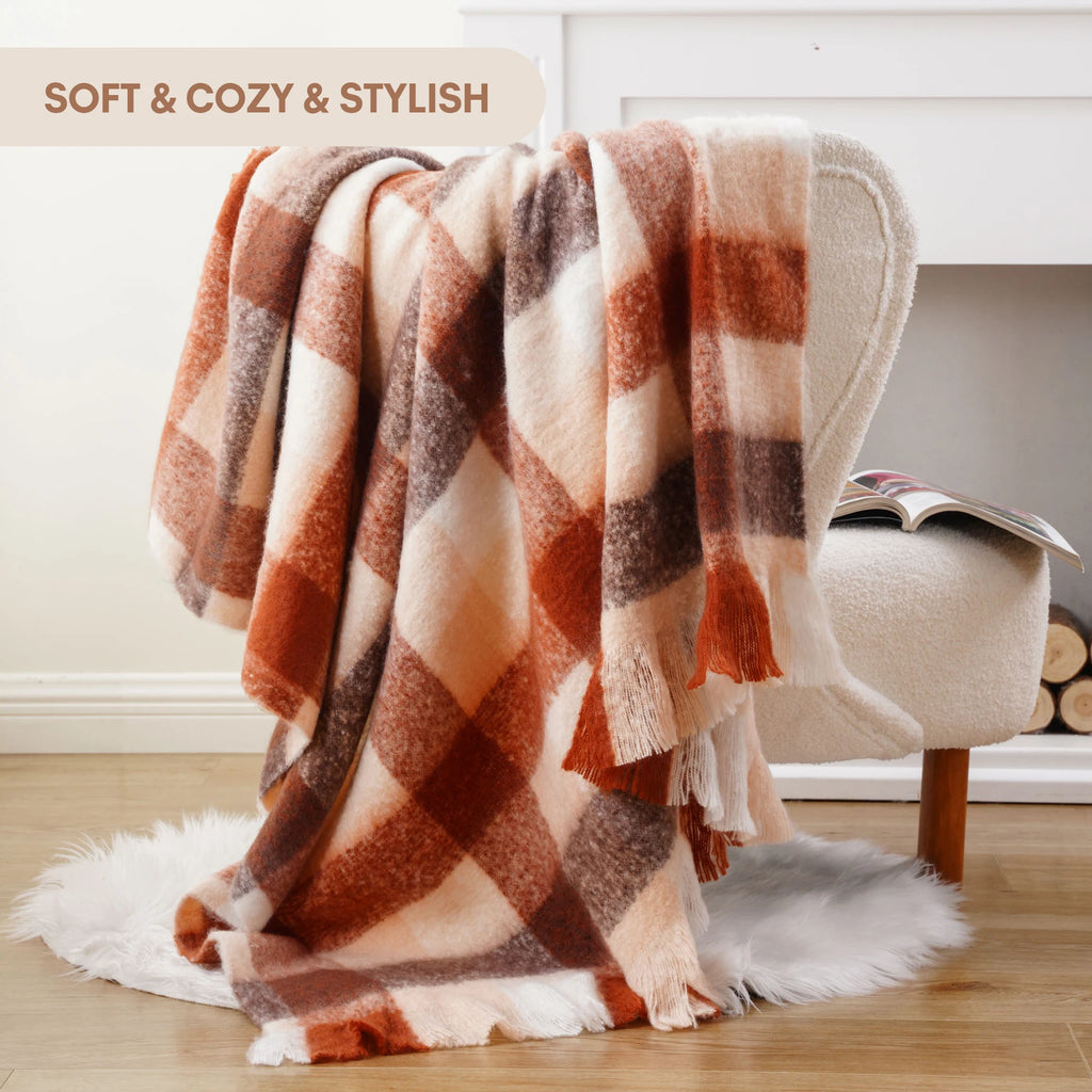 Plaid Throw Blanket for Home Décor