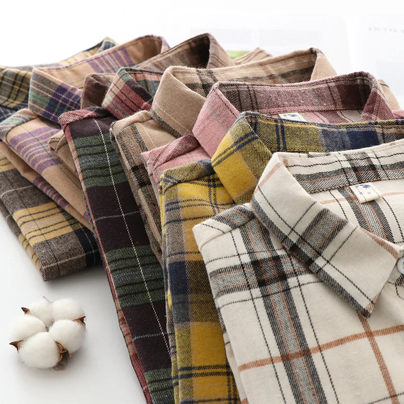 Women’s Plaid Casual Button-Up Shirt