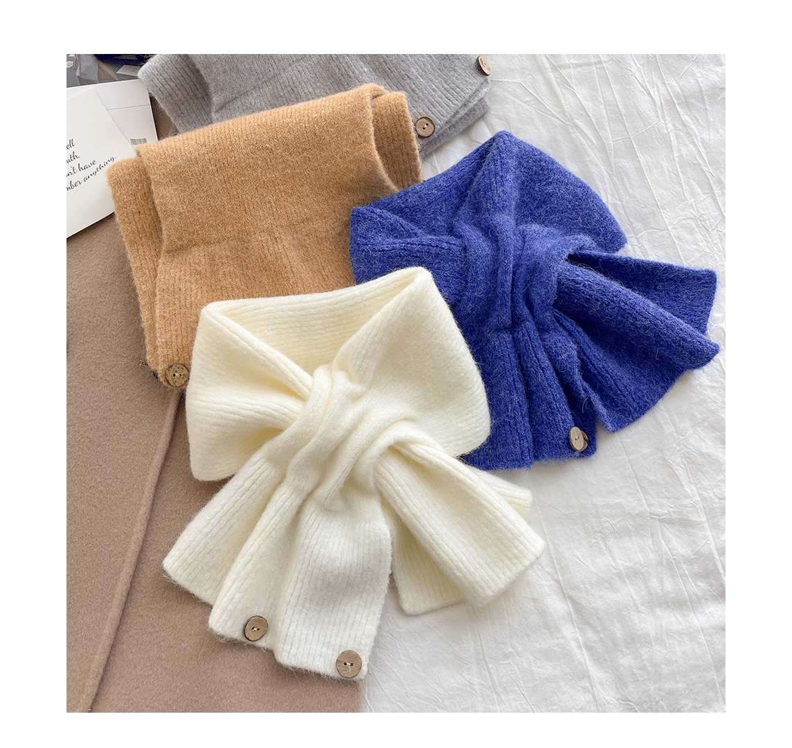 Cross Button Knit Winter Neck Scarf