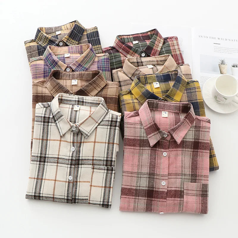 Women’s Plaid Casual Button-Up Shirt