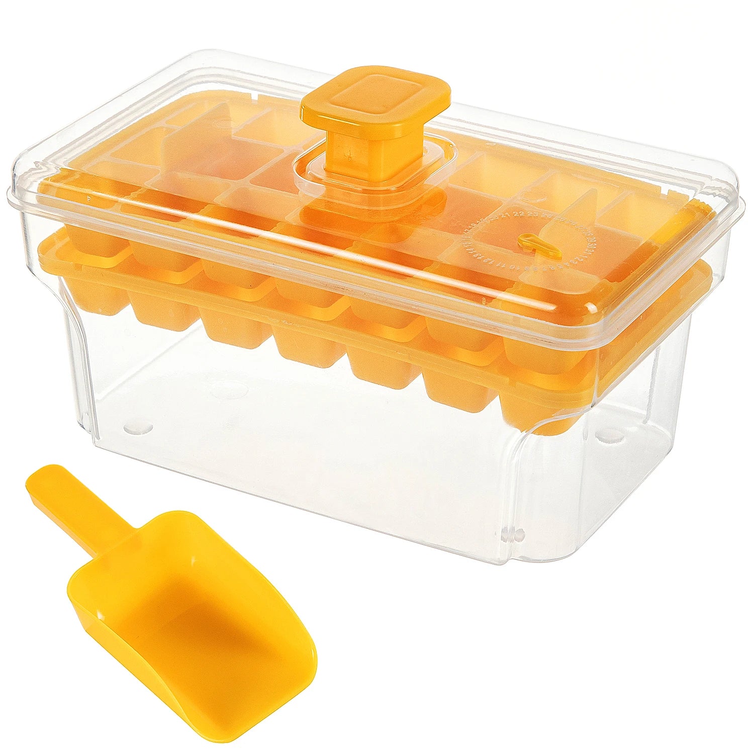 Ice Trays for Freezer with Lid & Bin, Ice Cube Tray Making 68 pcs Ice Cubes, Easy Press to Release Ice