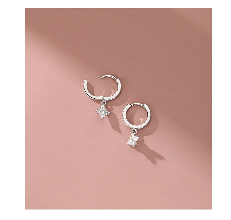 925 Sterling Silver Ethnic Leaf Hoop Earrings