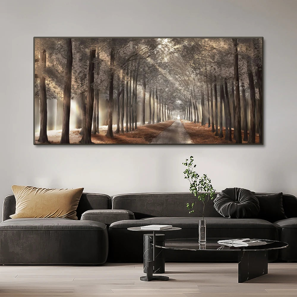 Foggy Autumn Forest Canvas Wall Art