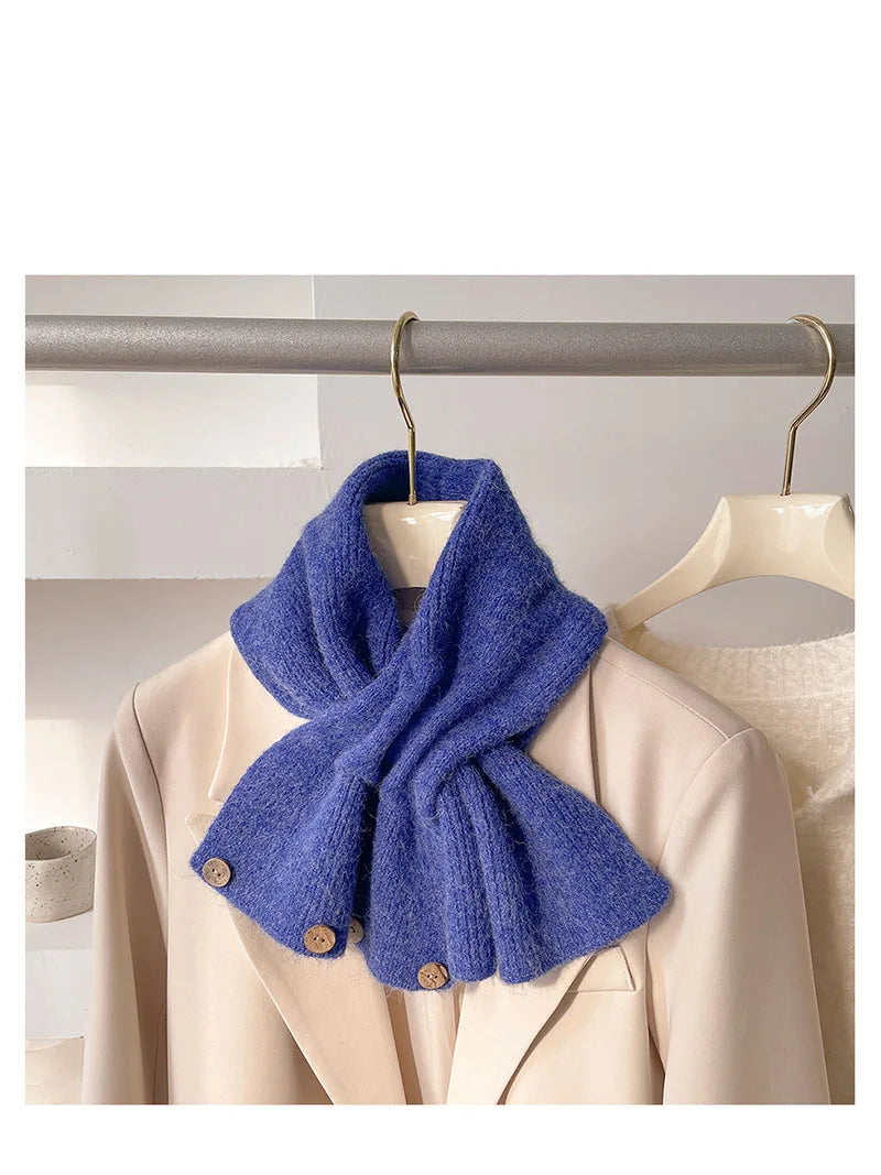 Cross Button Knit Winter Neck Scarf