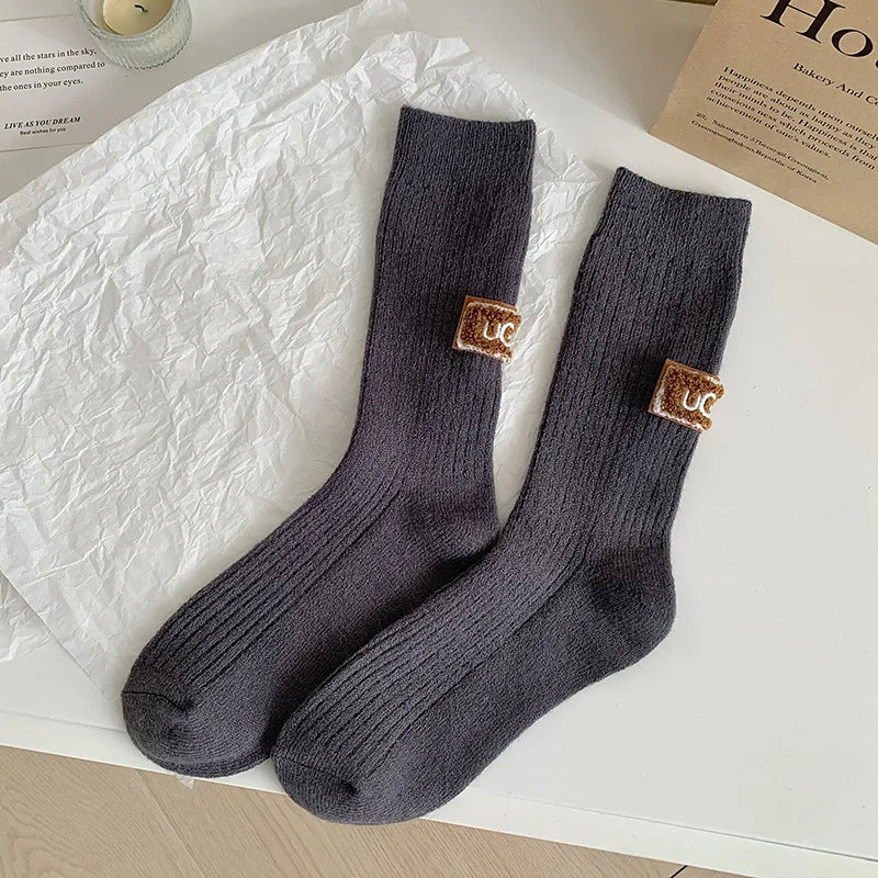 Casual Knit Warm Letter Socks (2-Pack)