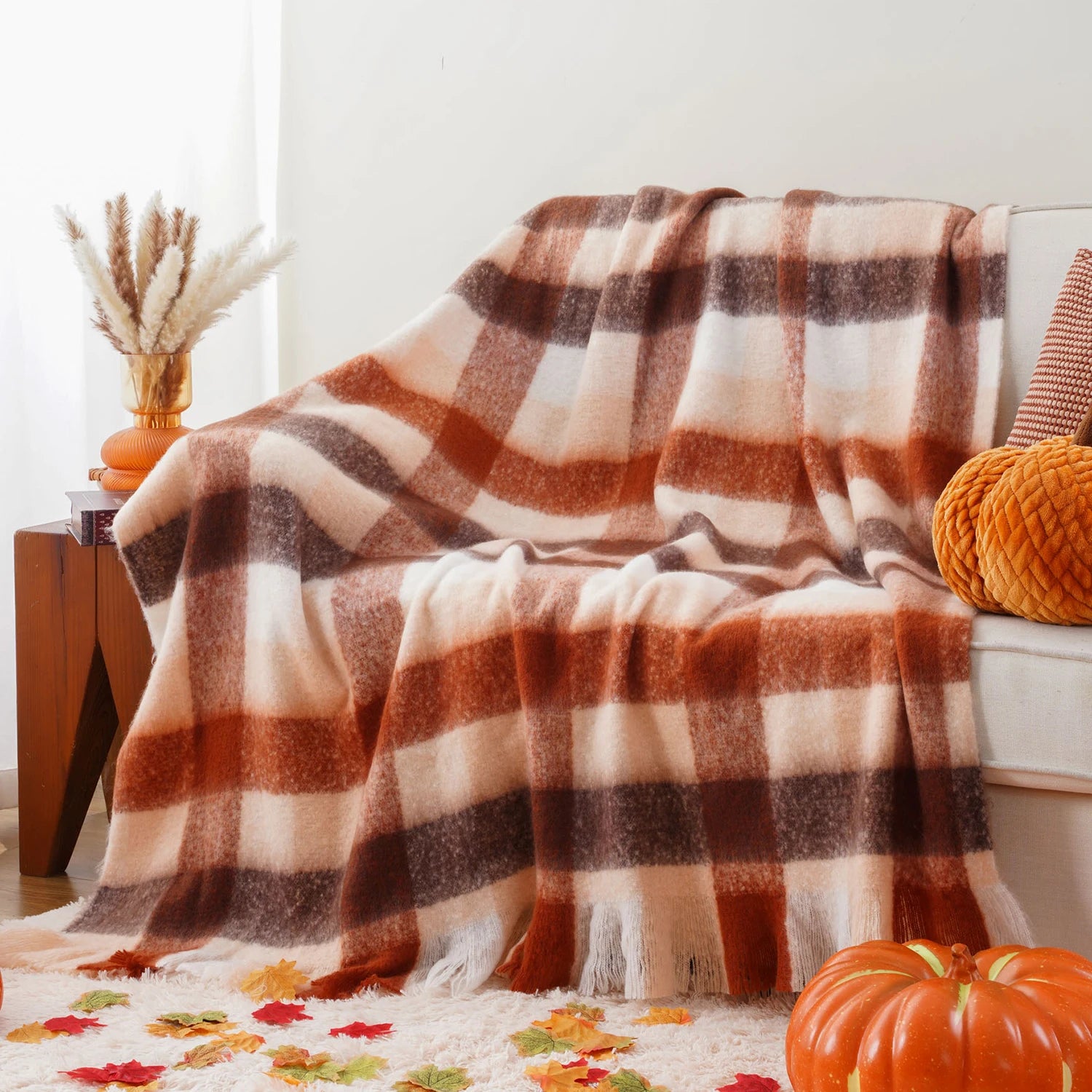 Plaid Throw Blanket for Home Décor