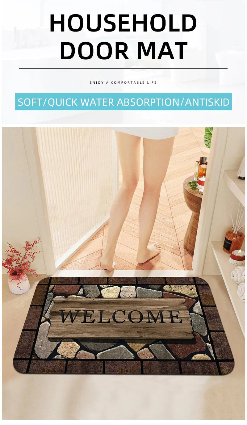 Floral Print Anti-Slip Door Mat