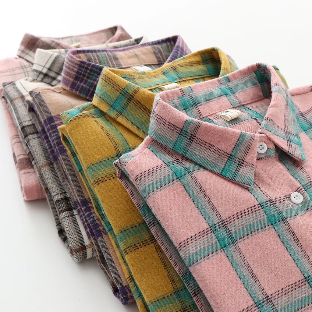 Women’s Plaid Casual Button-Up Shirt
