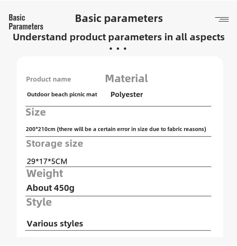 Beach Mat Outdoor Picnic Ultra-thin Campground Mat Waterproof Sand Proof Portable Moisture-proof Mat Pocket Blanket