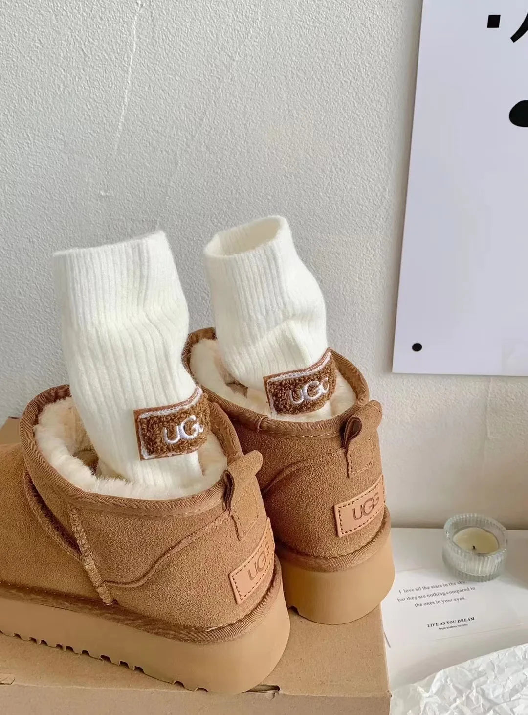 Casual Knit Warm Letter Socks (2-Pack)