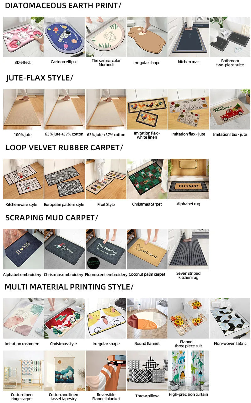 Floral Print Anti-Slip Door Mat