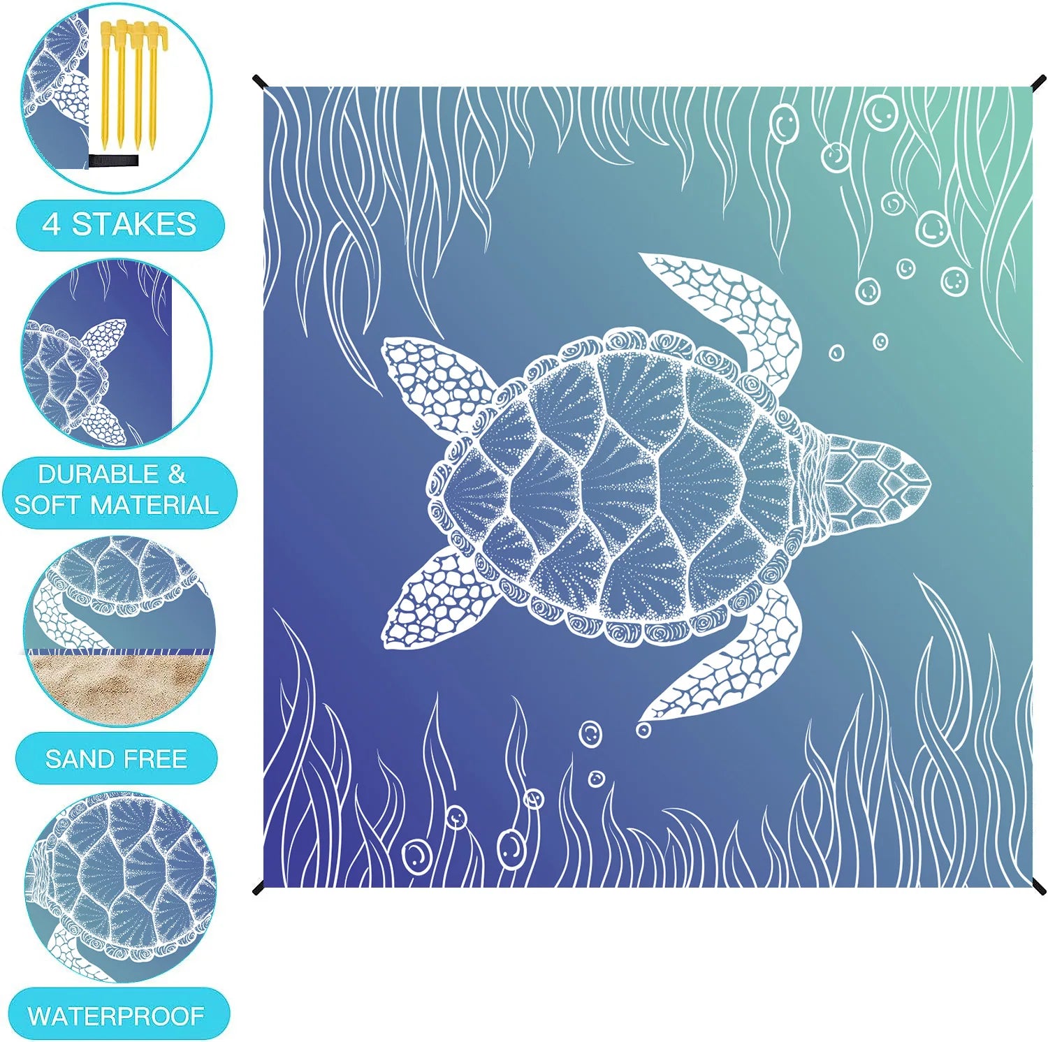 Beach Mat Outdoor Picnic Ultra-thin Campground Mat Waterproof Sand Proof Portable Moisture-proof Mat Pocket Blanket