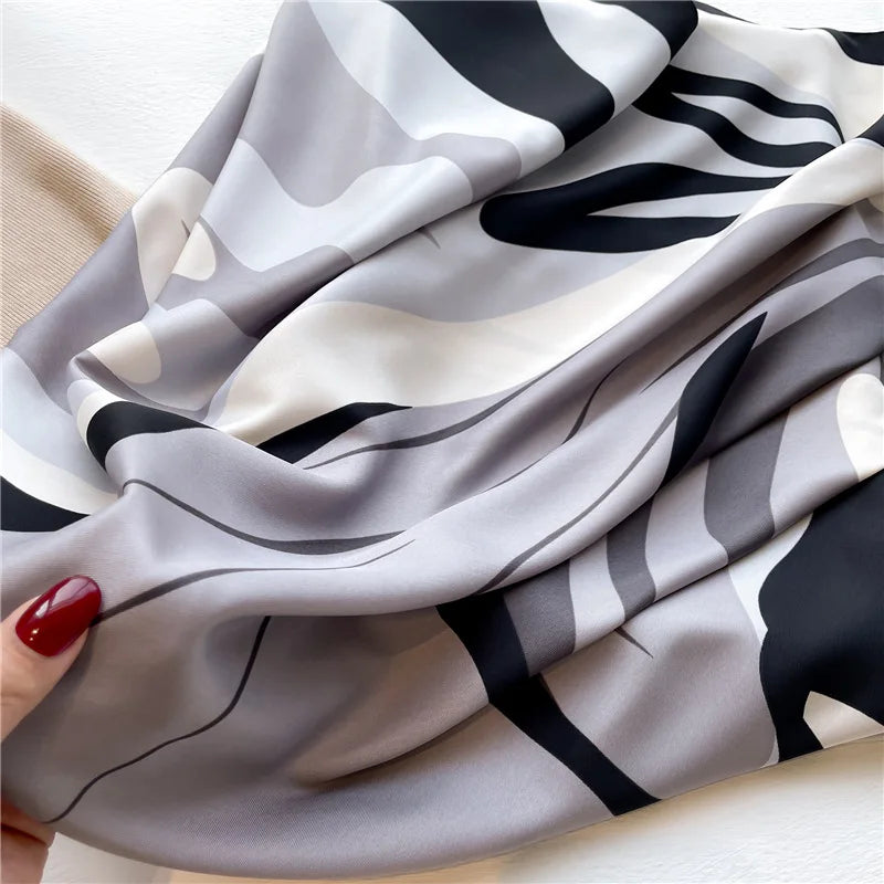 Spring Summer Scarf Women Luxury Design Scarf Silk Scarf Soft Muslim Headband Shawl Beach 90x90cm Bandanna Foulard Hijab Wraps